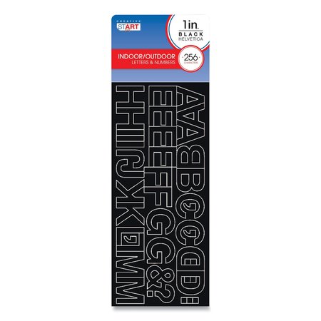 CREATIVE START Letters, Numbers and Symbols, Adhesive, Black with White Outline, 1 in. h, 256 Characters 098135